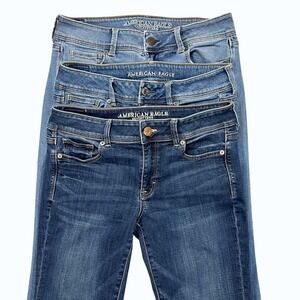 American Eagle Outfitters Kick Boot Bootcut Jeans Blue Stretch 10 X-Long (Lot 3)